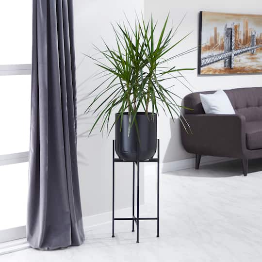 36" Black Metal Modern Planter
